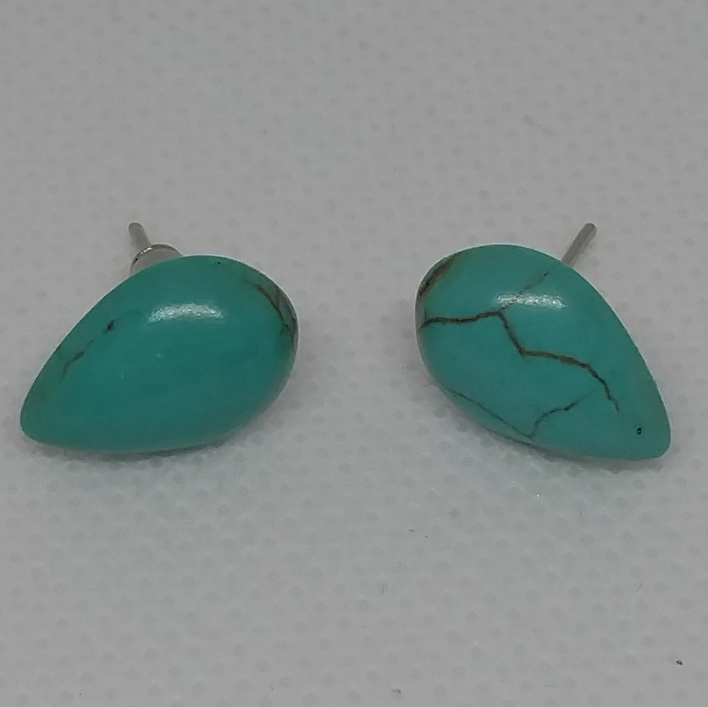 Teardrop shaped turquoise looking stud earrings
